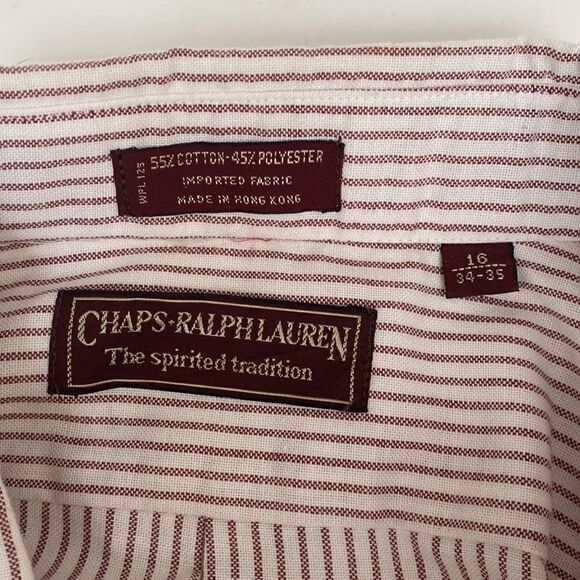 Classic chaps Ralph Lauren pinstripe button-down shirt size 16 | 34-35 - Picture 4 of 4